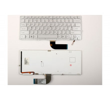 Клавиатура для ноутбука Sony Vaio VPC-SB, VPC-SD серебряная, без рамки, с подсветкой