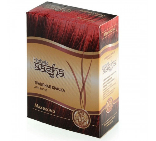 Aasha Herbals Травяная краска для волос на основе индийской хны, махагони