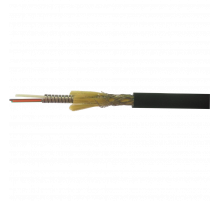 ВО кабель со спиральной стальной броней, NBR, внутренний, 2 волокна, MM, OM4, черный