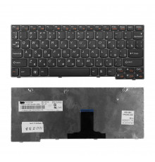 Клавиатура для ноутбука Lenovo IdeaPad S100, S110, S10-3, S10-3S Series. Плоский Enter. Черная, с серой рамкой. PN: 25-010089.