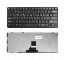 Клавиатура для ноутбука Sony Vaio E14, SVE14. Series. Плоский Enter. Черная, с черной рамкой. PN: 149115111RU.