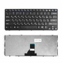 Клавиатура для ноутбука Sony Vaio E14, SVE14. Series. Плоский Enter. Черная, с черной рамкой. PN: 149115111RU.