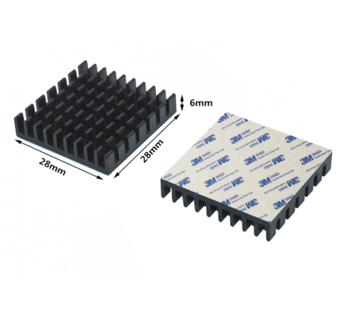 Аллюминиевый радиатор 28х28х6мм с термоскотчем 3M 9448A