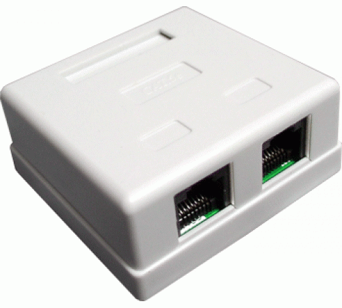 Розетка настенная 2 порта RJ-45 кат 5е MDX-BOX-U5e-2