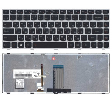 Клавиатура для ноутбука Lenovo IdeaPad Flex 2-14, G40-30, G40-70 черная, рамка серебряная, с подсветкой