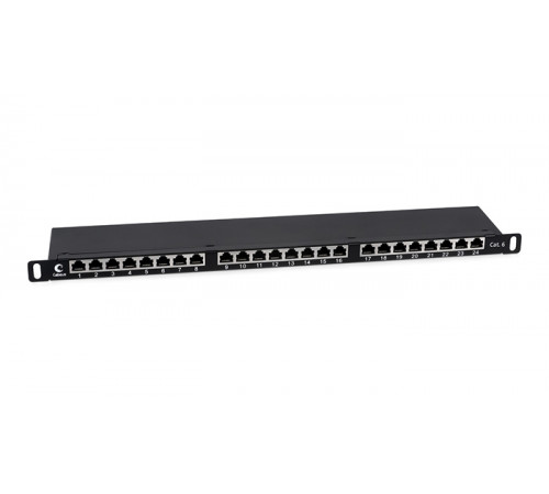 Cabeus PLHD-24-Cat.6-SH-Dual-0,5U Патч-панель высокой плотности 19" (0,5U), 24 порта RJ-45, категория 6, полностью экранированная, Dual IDC