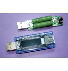 USB-тестер Keweisi KWS-V20 + Нагрузочный резистор (1-2A) с USB-разъемами