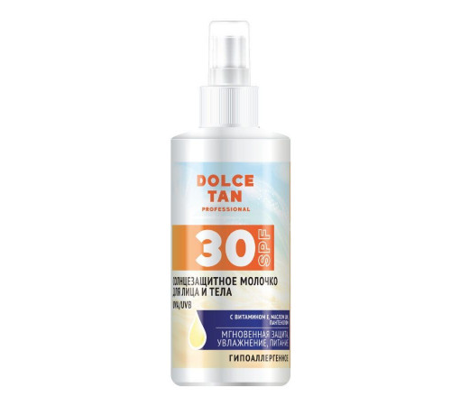 Dolce Tan Солнцезащитное молочко для лица и тела 30 SPF с комплексом UVA/UVB фильтров, 150 мл