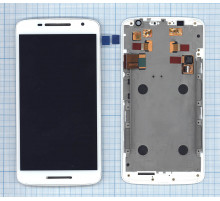 Дисплей для Motorola Moto X Play белый c рамкой