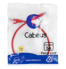 Cabeus PC-UTP-RJ45-Cat.5e-0.5m-RD-LSZH Патч-корд U/UTP, категория 5е, 2xRJ45/8p8c, неэкранированный, красный, LSZH, 0.5м