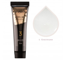 Manita Professional Акриловый гель для моделирования ногтей №03, белый с блестками, 15 мл