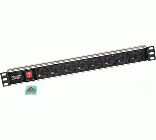 Блок розеток 19" 8 шт Schuko 10А с выключателем без шнура MDX-PDU-8E-10A-Sw