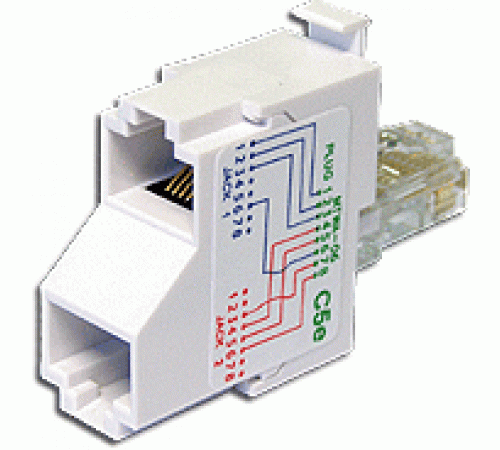 T-адаптер, 2 компьютерных порта, кат. 5е TWT-T-E2-E2