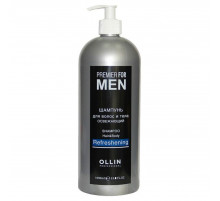 Ollin Шампунь для волос и тела мужской освежающий / Premier For Men, 1000 мл