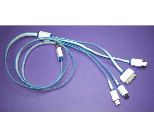 Кабель для зарядки USB (4-в-1)  (Apple 30pin, Apple Lightning 8Pin, USB Type-C, USB-Micro) 1m