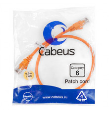 Cabeus PC-UTP-RJ45-Cat.6-0.5m-OR Патч-корд U/UTP, категория 6, 2xRJ45/8p8c, неэкранированный, оранжевый, PVC, 0.5м