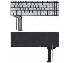 Клавиатура для ноутбука Asus N551 серая с подсветкой