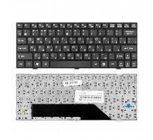 Клавиатура для ноутбука MSI U135, U135DX, U160, U160DX, U160DXH, U160MX Series. Плоский Enter. Черная, с черной рамкой. PN: V103622CK1.