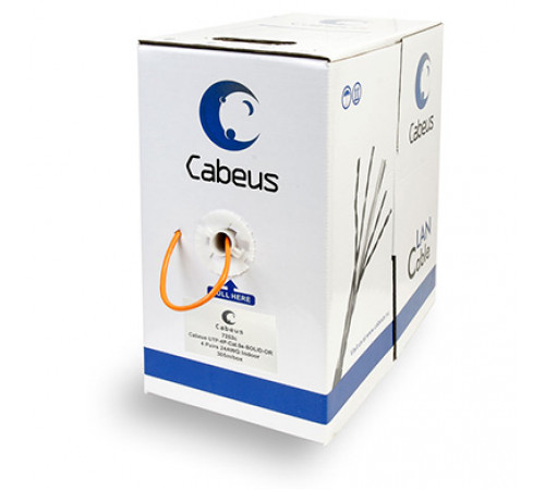 Cabeus UTP-4P-Cat.5e-SOLID-OR Кабель витая пара UTP (U/UTP), категория 5e, 4 пары 0,51мм (24 AWG), одножильный, оранжевый (305 м)