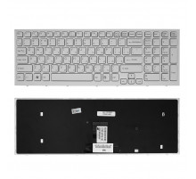 Клавиатура для ноутбука Sony Vaio VPC-EB Series. Плоский Enter. Белая, с белой рамкой. PN: 148792871.