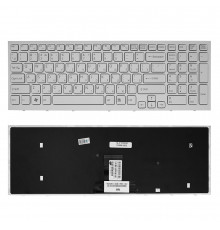 Клавиатура для ноутбука Sony Vaio VPC-EB Series. Плоский Enter. Белая, с белой рамкой. PN: 148792871.