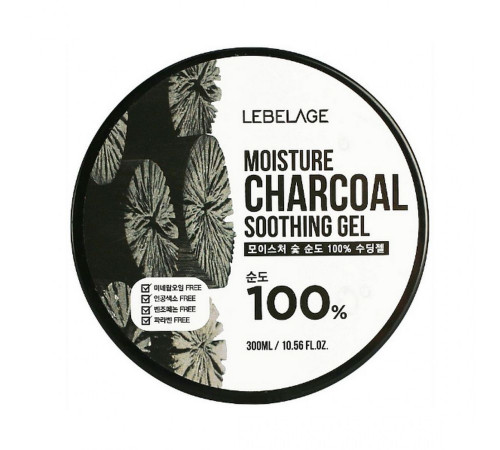 Lebelage Увлажняющий гель с углем / Moisture Charcoal 100% Soothing Gel, 300 мл