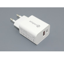 Блок питания (сетевой адаптер) Amperin USB-A, USB-C (YDS-TC030-011) 30W, white