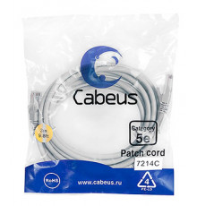 Cabeus PC-UTP-RJ45-Cat.5e-3m Патч-корд U/UTP, категория 5е, 2xRJ45/8p8c, неэкранированный, серый,PVC