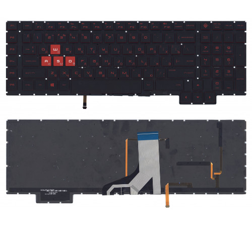 Клавиатура для ноутбука HP Omen 17-AN000 черная с красной подсветкой