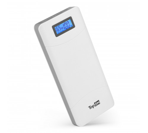 Внешний аккумулятор TopON TOP-T72/W 18000mAh (66.6Wh) QC 2.0, 2 USB для ноутбука, планшета, смартфона и аккумулятора авто. Белый