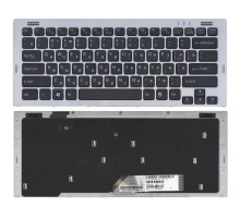 Клавиатура для ноутбука Sony Vaio VGN-SR черная, рамка серебряная