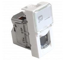 Вставка Mosaic 22.5x45, RJ-45 STP, кат.5e, со шторкой и увеличенным окном маркировки, белая