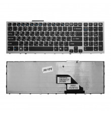 Клавиатура для ноутбука Sony Vaio VPC-F11, VPC-F12, VPC-F13 Series. Плоский Enter. Черная, с серебристой рамкой. PN: 148781561, 9Z.N3S82.201.