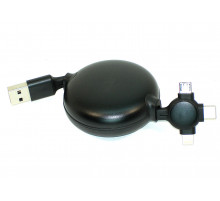 Кабель Baseus Little Octopus 3-in-1 Lightning+USB-C+micro-USB (1 метр) чёрный