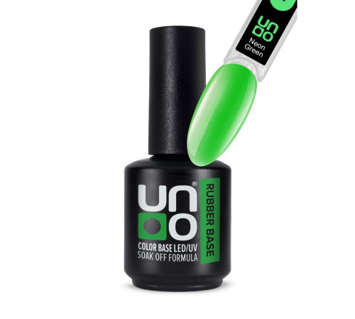 Uno Камуфлирующее базовое покрытие для гель-лака / Rubber Color Base Gel, Neon Green, 12 г