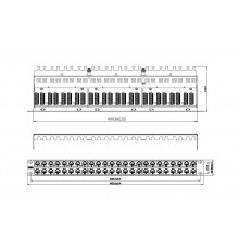 PPHD-19-48-8P8C-C6A-110D Патч-панель высокой плотности 19';, 1U, 48 портов RJ-45, неэкранированная, категория 6A, Dual IDC Hyperline