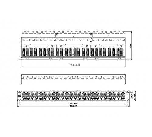 PPHD-19-48-8P8C-C6A-110D Патч-панель высокой плотности 19';, 1U, 48 портов RJ-45, неэкранированная, категория 6A, Dual IDC Hyperline