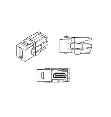 KJ1-HDMI-AV18-WH Вставка формата Keystone Jack с проходным адаптером HDMI 2.0 (Type A), 90 градусов, ROHS, белая Hyperline