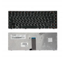 Клавиатура для ноутбука Lenovo IdeaPad Z470, G470AH, G470GH, Z370 Series. Плоский Enter. Черная, с серой рамкой. PN: AEKL6700220.
