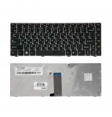 Клавиатура для ноутбука Lenovo IdeaPad Z470, G470AH, G470GH, Z370 Series. Плоский Enter. Черная, с серой рамкой. PN: AEKL6700220.