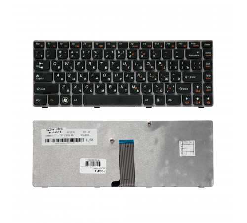 Клавиатура для ноутбука Lenovo IdeaPad Z470, G470AH, G470GH, Z370 Series. Плоский Enter. Черная, с серой рамкой. PN: AEKL6700220.