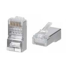 Cabeus 8P8C-SH-C6 Коннектор RJ-45 под витую пару, категория 6/7, экранированный, универсальный (для одножильного и многожильного кабеля) для проводник