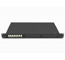 Кросс оптический стоечный 19", 8 SC/UPC  адаптеров, многомодовый (50/125), 1U, черный, укомплектованный, TopLAN