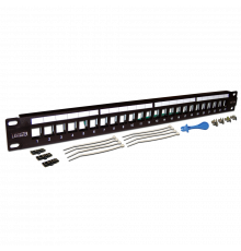 Патч-панель наборная 19&quot;, экранированная, 24 порта, 1U, LANMASTER LAN-PPN24OK-STP