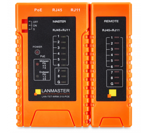 Тестер витой пары с индикаторами, с определением POE LAN-TST-WRM-310-POE