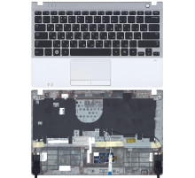 Клавиатура для ноутбука Samsung NP350U2B топкейс черная, серебристый корпус