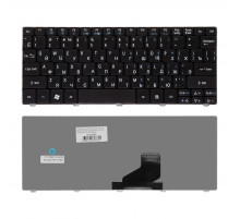 Клавиатура для ноутбука Acer Aspire One 532, 522, D255, D260 Series. Плоский Enter. Черная, без рамки. PN: 90.4GS07.C0R