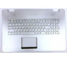 Клавиатура для ноутбука Asus N751, G771 серебряная, с подсветкой, верхняя панель в сборе