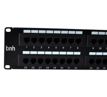 Коммутационная патч-панель BNH, 19", 1HU, портов: 48 х RJ45, кат. 5е, универсальная, неэкр., цвет: чёрный, (B100.1-48-5E-UNB)