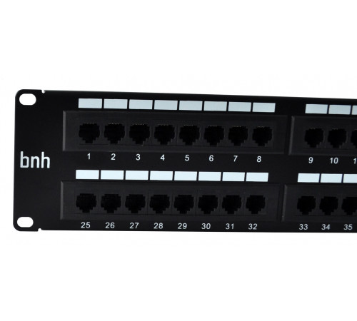 Коммутационная патч-панель BNH, 19", 1HU, портов: 48 х RJ45, кат. 5е, универсальная, неэкр., цвет: чёрный, (B100.1-48-5E-UNB)